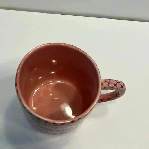 Anthropologie coffee mug cup cobra snake skin style red pink - Picture 2 of 5